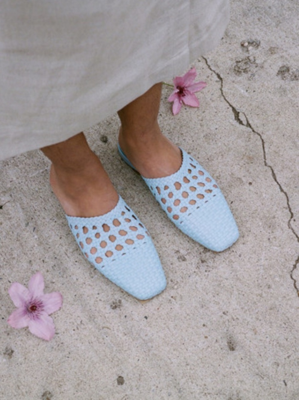 LOQ Marti Mules in Celeste Blue, Size 39